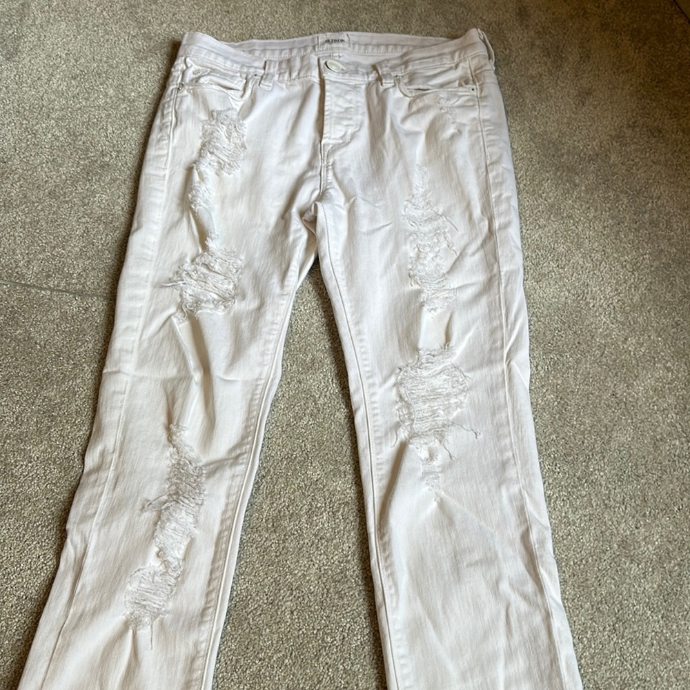Hudson Jeans Leigh destroyed white skinny jeans size 24
